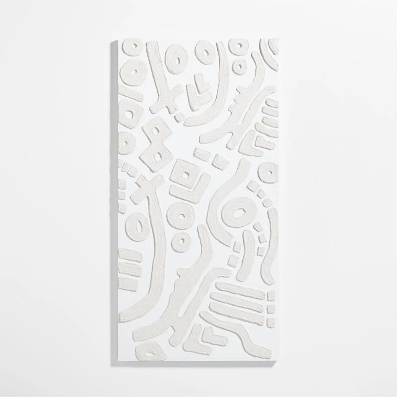 "Shout at the River" White Abstract Hand-Painted Wall Art 36"x72" by Lisa Whittington