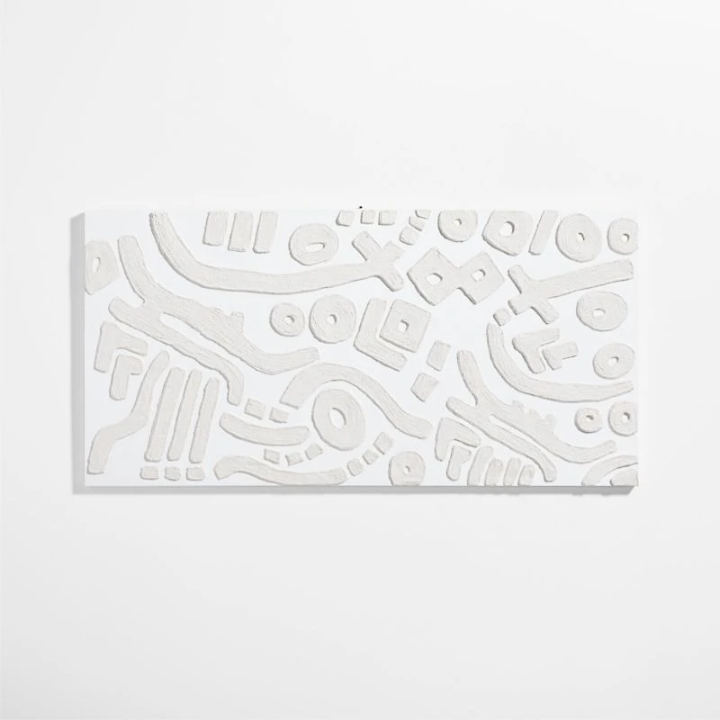 "Shout at the River" White Abstract Hand-Painted Wall Art 36"x72" by Lisa Whittington
