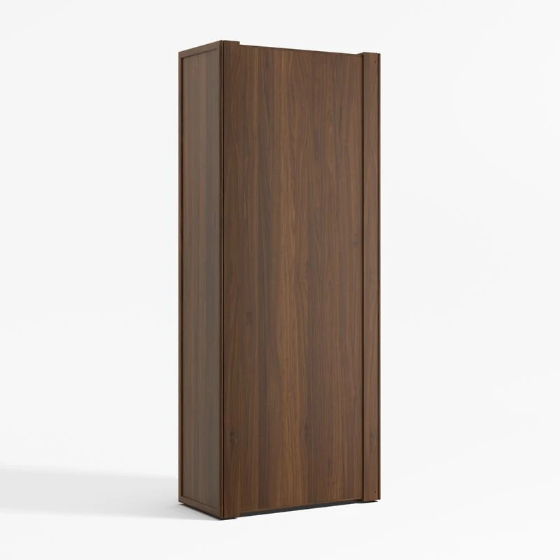 Siena 34" Walnut Wood 4-Shelf Storage Bookcase with Drawer