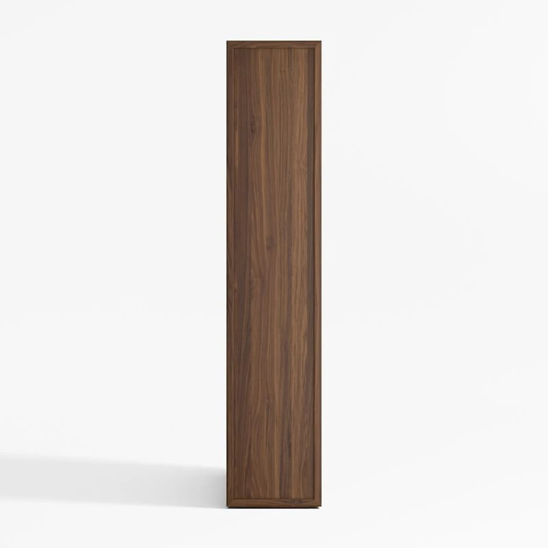 Siena 34" Walnut Wood 4-Shelf Storage Bookcase with Drawer