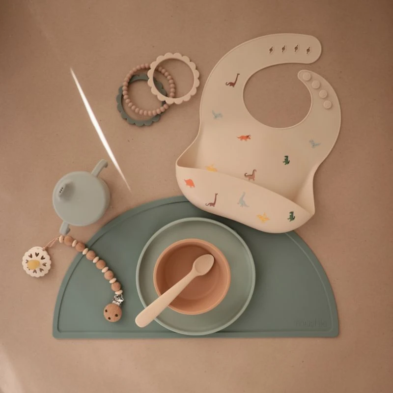 Mushie Dinosaurs Silicone Baby Bib
