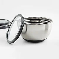 Silicone Grip Stainless Steel Mixing Bowls with Lids, Set of 3