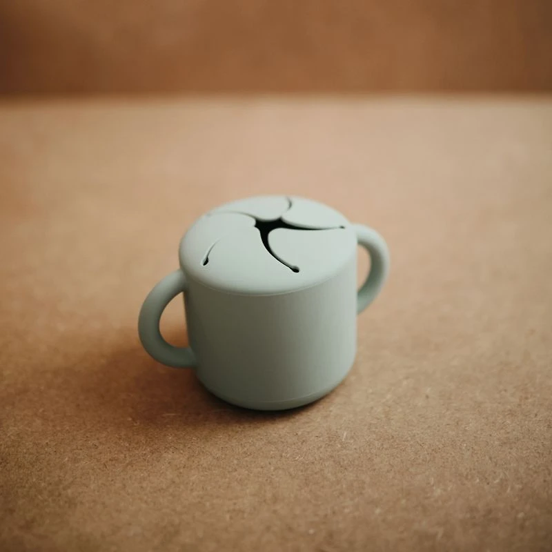 Mushie Green Silicone Baby Snack Cup