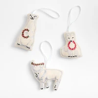 Silver Embroidered Caribou Christmas Ornament