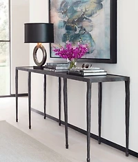 Silviano 84" Rectangular Black Iron and Steel Console Table