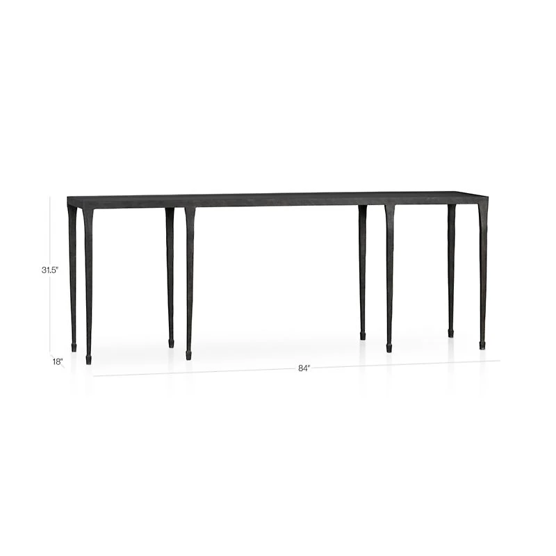 Silviano 84" Rectangular Black Iron and Steel Console Table