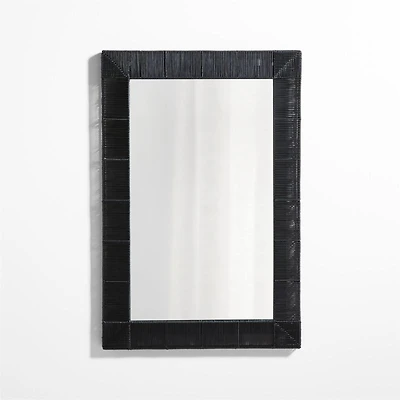 Simi Black Rattan Wall Mirror 30"x46"