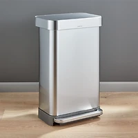 Simplehuman 45 Liter Rectangular Kitchen Trash Can with Liner Pocket, Stainless Steel