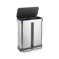 Simplehuman 58 Liter Recycling Kitchen Trash Can with Liner Pocket, Brushed Stainless Steel