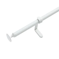 White .75" Curtain Rod and Round End Cap Finials Set 28"-48"
