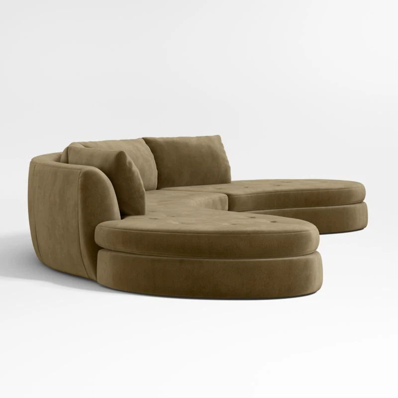 Sinuous 3-Piece Double Chaise Sectional Sofa by Athena Calderone