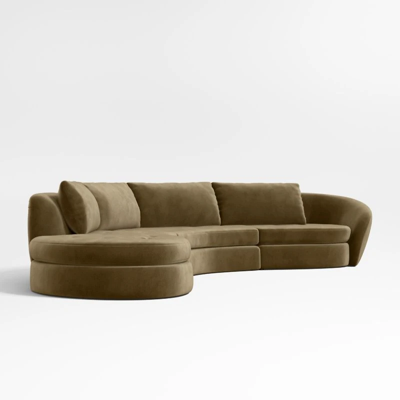 Sinuous 3-Piece Chaise Sectional Sofa by Athena Calderone