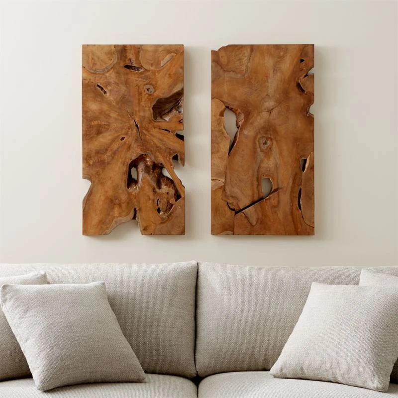 "Slice" Teak Wall Art 19"x35"