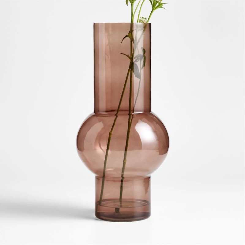 Cleone Smoke Brown Glass Squat Vase 17.3"