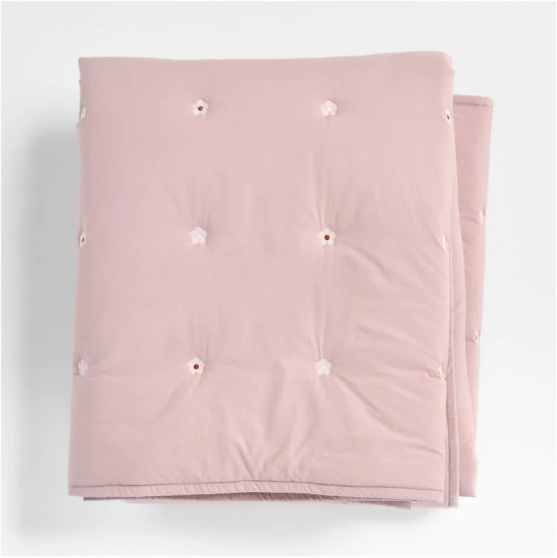 Puffy Down Floral Icon Purple Kids Throw Blanket