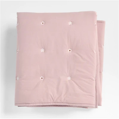 Puffy Down Floral Icon Purple Kids Throw Blanket