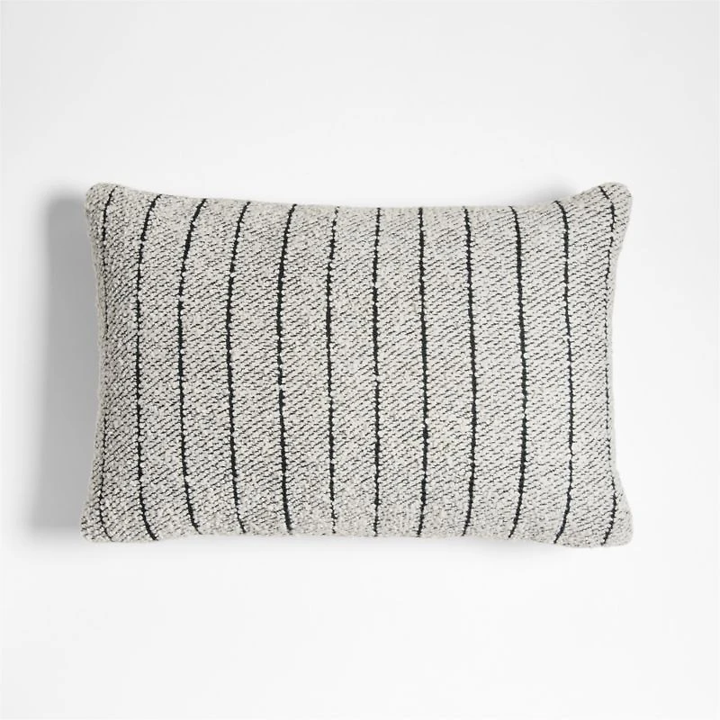 Soft Boucle Striped 24"x16" Arctic Ivory Indoor/Outdoor Throw Pillow