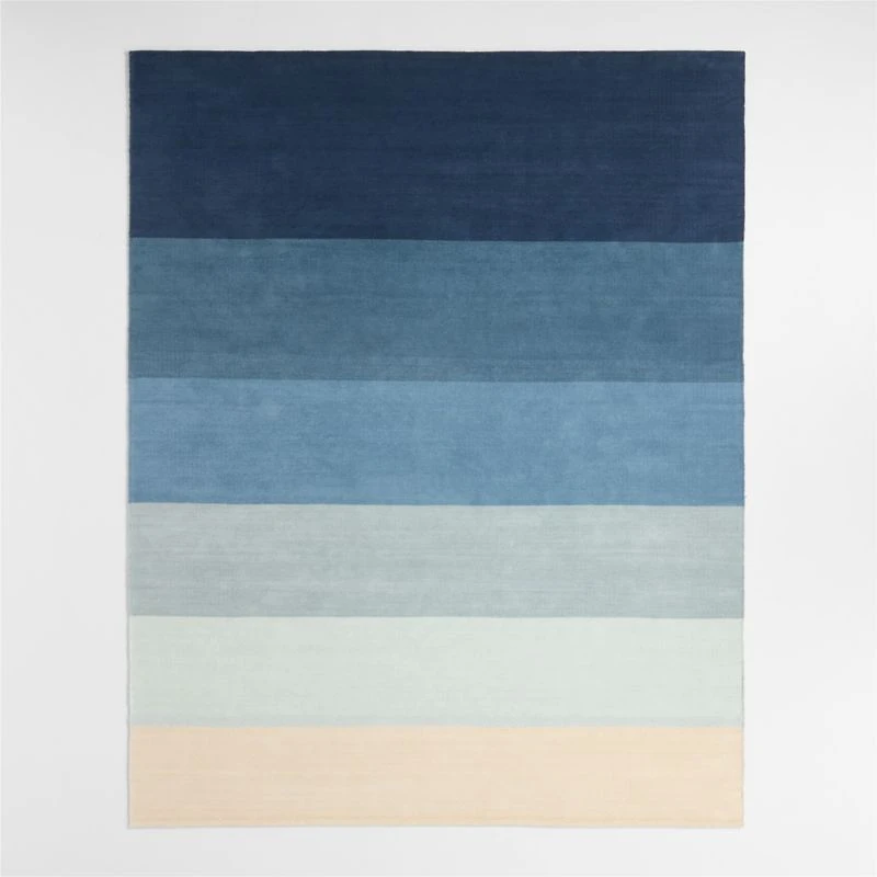 Soft Gradient Blue Chenille Kids Area Rug 5'x8'