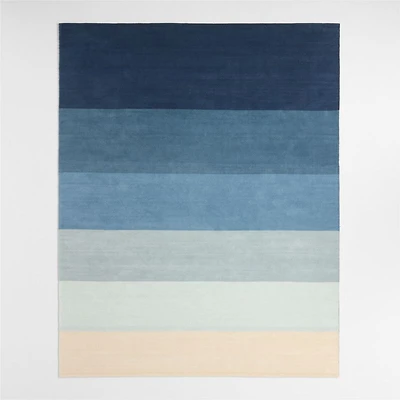 Soft Gradient Blue Chenille Kids Area Rug 5'x8'