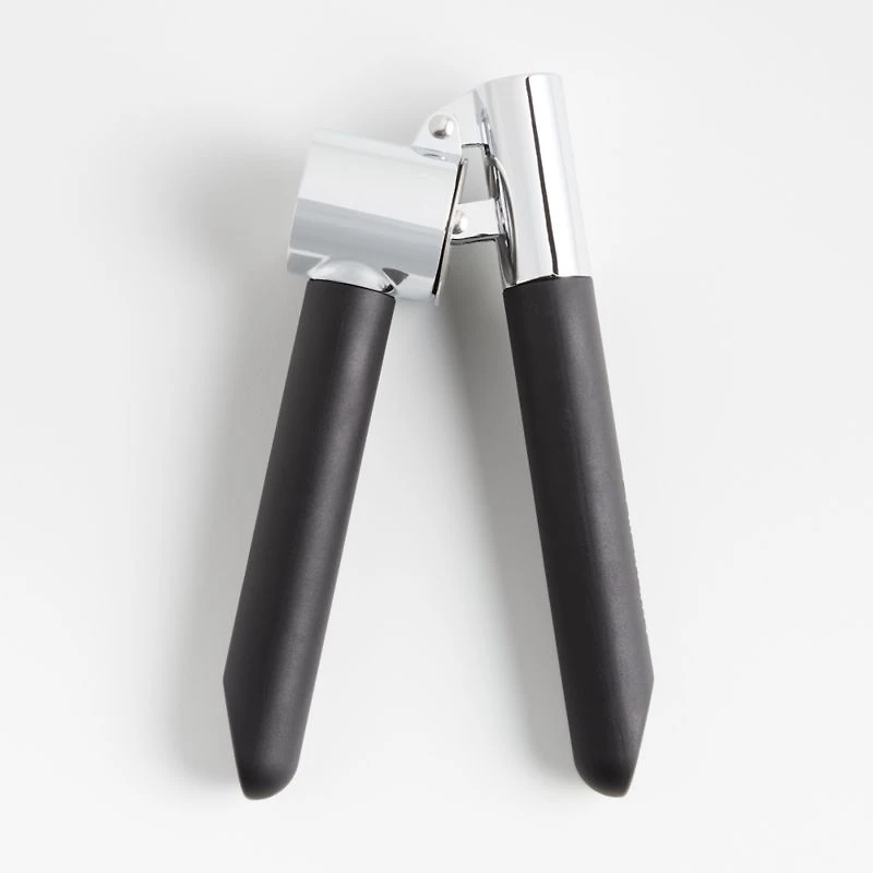 Crate & Barrel Black Soft-Touch Garlic Press