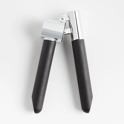 Crate & Barrel Black Soft-Touch Garlic Press