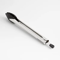 Crate & Barrel Black Soft-Touch Tongs 12"