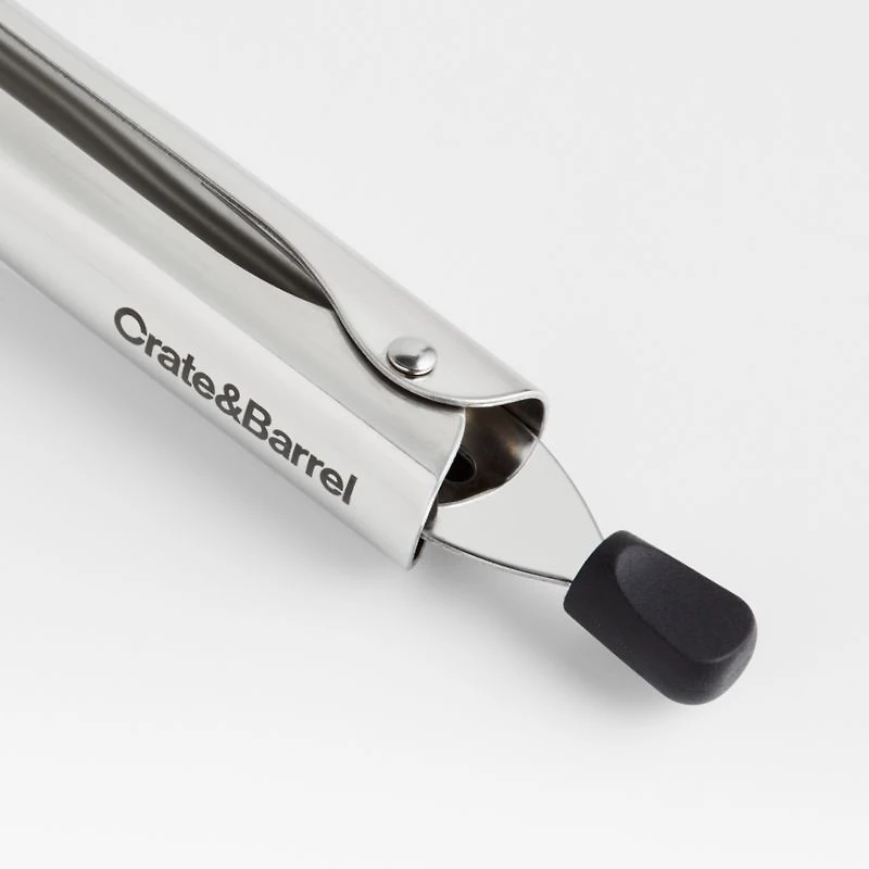 Crate & Barrel Black Soft-Touch Tongs 12"
