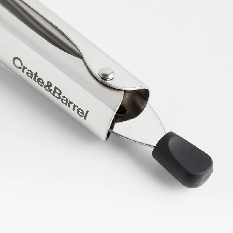 Crate & Barrel Black Soft-Touch Tongs 9"