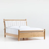 Solano King Wood Bed with Headboard Cushion