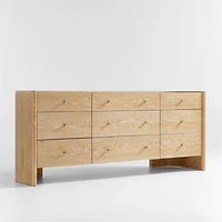 Soleri 77.9" Cerused Natural Oak Wood 9-Drawer Dresser