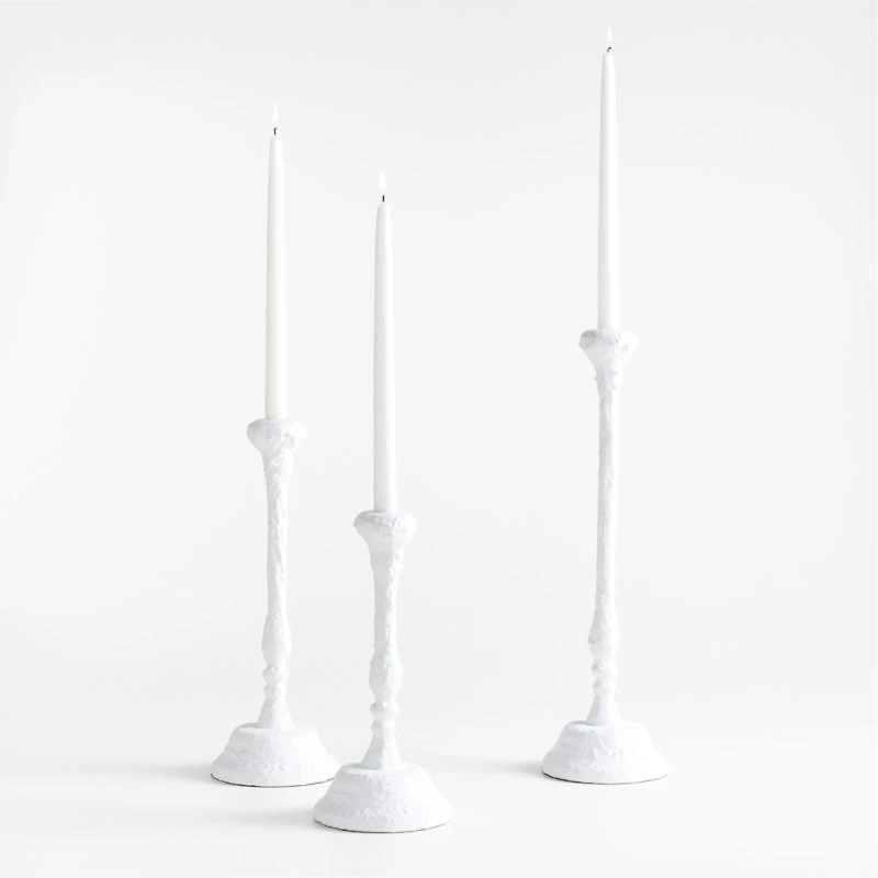 Sonara White Metal Taper Candle Holder 18"