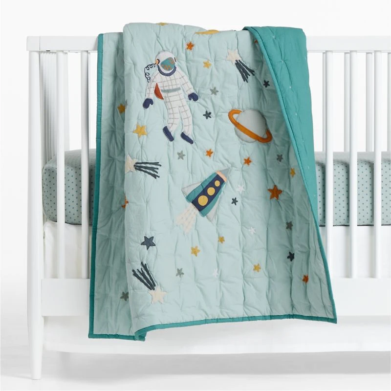 Modern Star Organic Brushed Cotton Blue Baby Crib Fitted Sheet