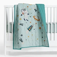 Modern Star Organic Brushed Cotton Blue Baby Crib Fitted Sheet