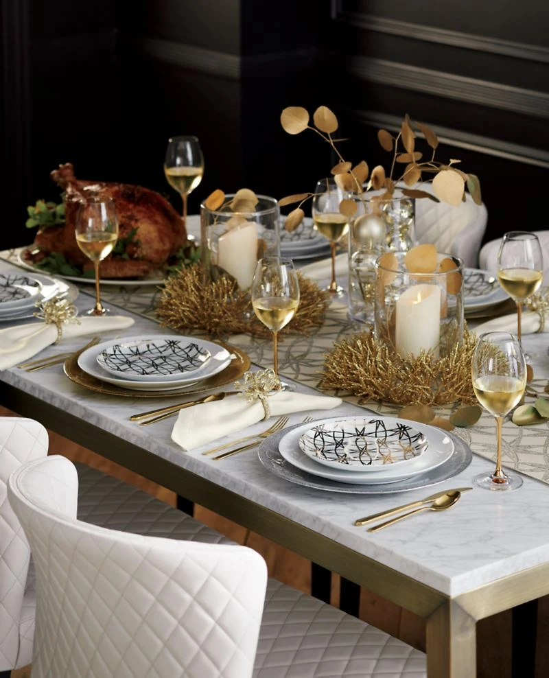 Parsons White Marble Top/ Brass Base 48x28 Dining Table