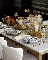Parsons White Marble Top/ Brass Base 48x28 Dining Table