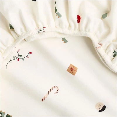 Supercozy Merry Moments Christmas Organic Flannel Baby Crib Fitted Sheet