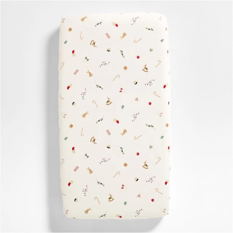 Supercozy Merry Moments Christmas Organic Flannel Baby Crib Fitted Sheet