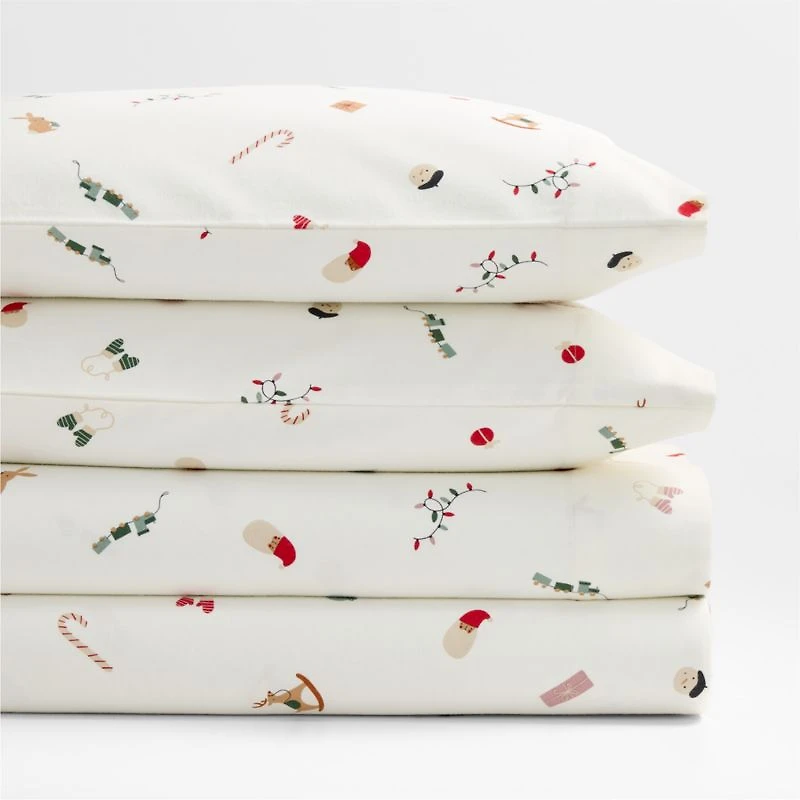 Supercozy Merry Moments Christmas Organic Flannel Kids Queen Sheet Set
