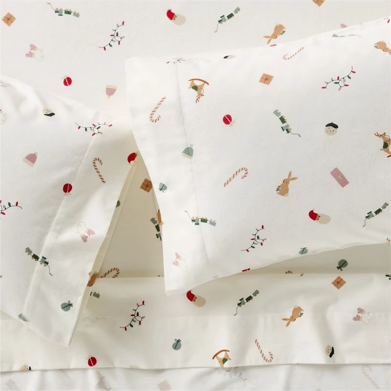 Supercozy Merry Moments Christmas Organic Flannel Kids Queen Sheet Set