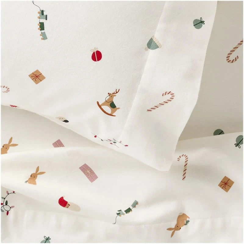 Supercozy Merry Moments Christmas Organic Flannel Kids Queen Sheet Set