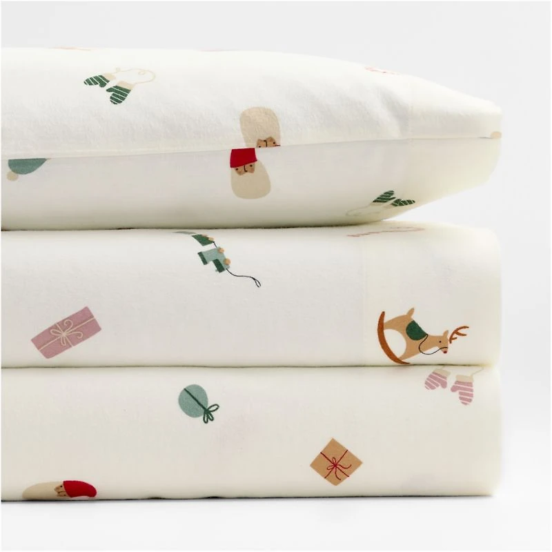 Supercozy Merry Moments Christmas Organic Flannel Toddler Sheet Set