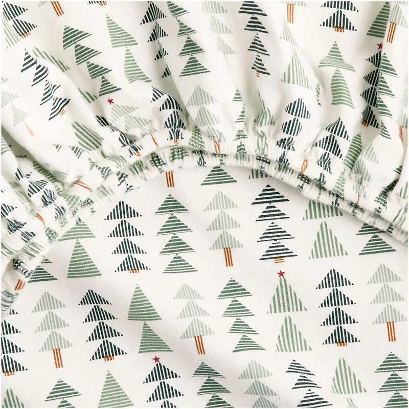 Supercozy Oh Christmas Tree Stripe Organic Flannel Baby Crib Fitted Sheet