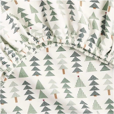 Supercozy Oh Christmas Tree Stripe Organic Flannel Baby Crib Fitted Sheet