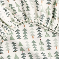Supercozy Oh Christmas Tree Stripe Organic Flannel Baby Crib Fitted Sheet