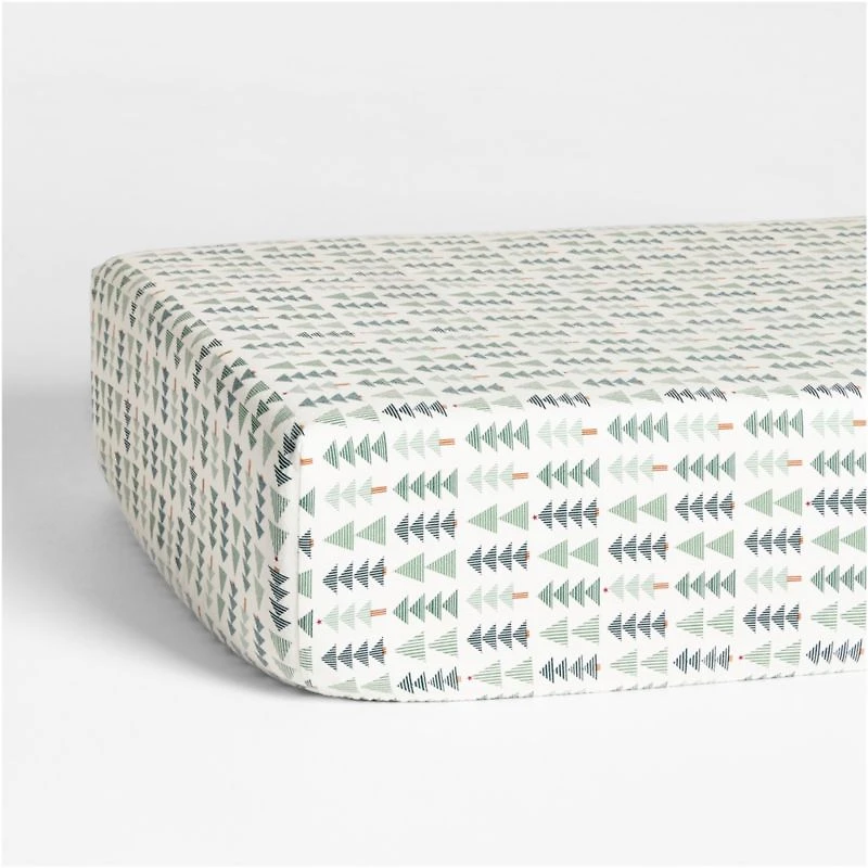 Supercozy Oh Christmas Tree Stripe Organic Flannel Baby Crib Fitted Sheet