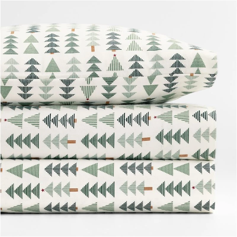 Supercozy Oh Christmas Tree Striped Organic Flannel Toddler Sheet Set