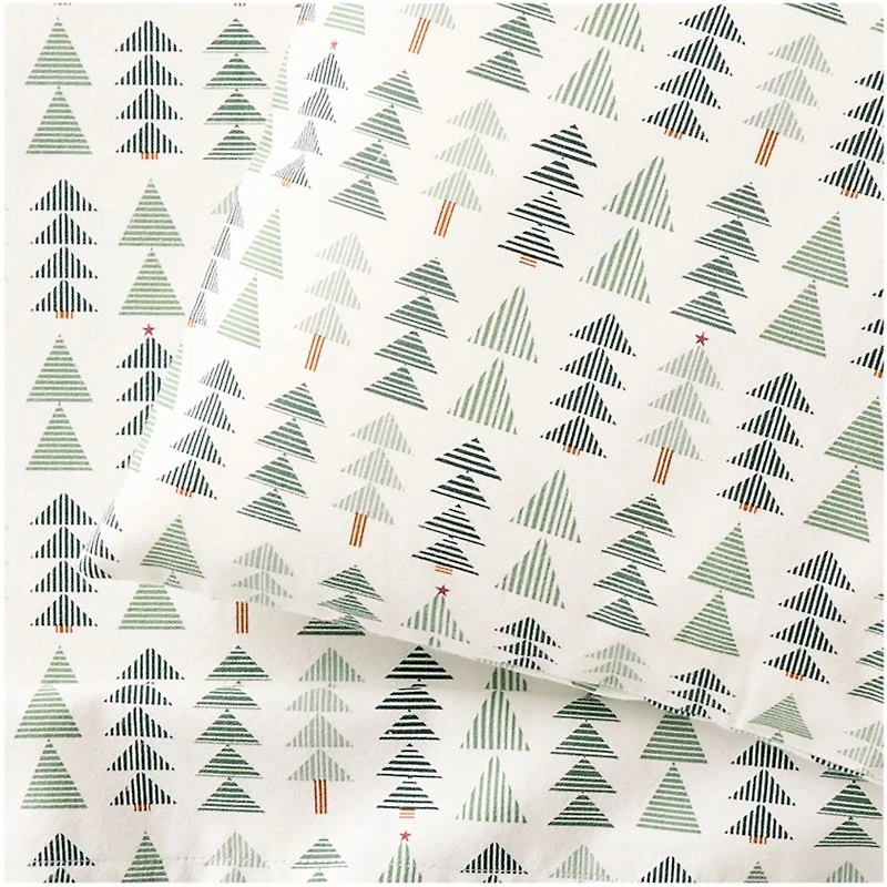 Supercozy Oh Christmas Tree Striped Organic Flannel Toddler Sheet Set