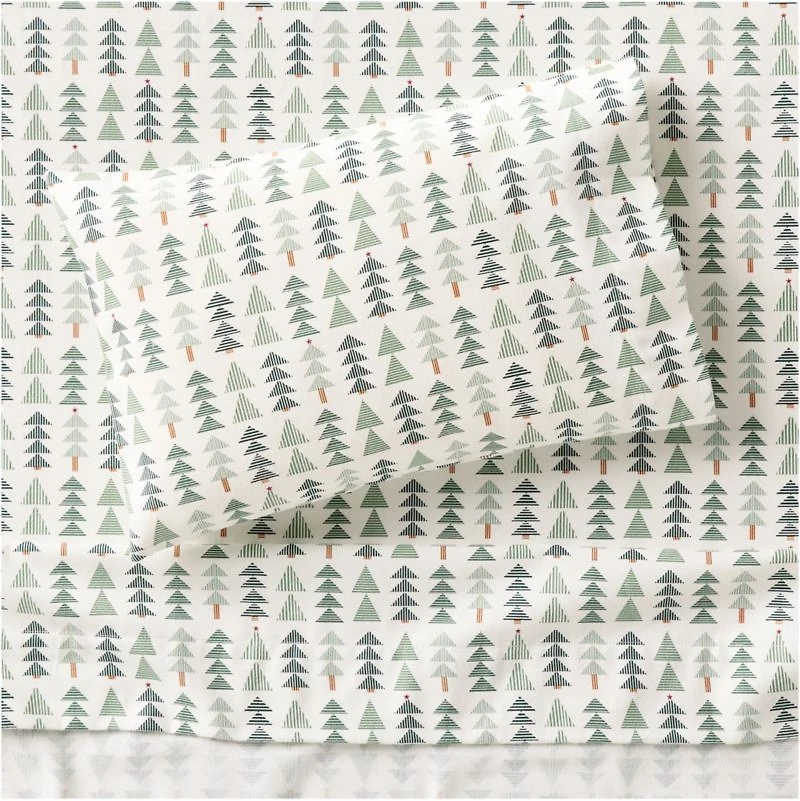 Supercozy Oh Christmas Tree Striped Organic Flannel Toddler Sheet Set