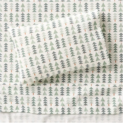 Supercozy Oh Christmas Tree Striped Organic Flannel Toddler Sheet Set