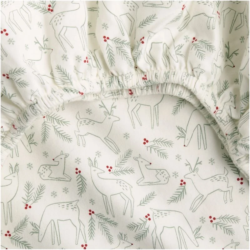 Supercozy Restful Reindeer Christmas Organic Flannel Baby Crib Fitted Sheet